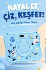 Maniner Eğitici Tablet 4GB 128GB Kılıf Hediyeli Çocuk Tableti M5 Mavi