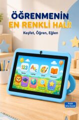 Maniner Eğitici Tablet 4GB 128GB Kılıf Hediyeli Çocuk Tableti M5 Mavi