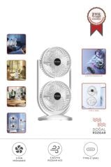 Torima F-22 Beyaz Mini Fan | Taşınabilir Çift Başlıklı Sessiz Vantilatör | Type-C Girişli, 3 Kademeli Hız Ayarı