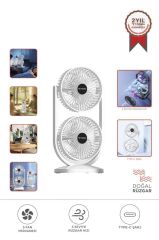 Torima F-22 Beyaz Mini Fan | Taşınabilir Çift Başlıklı Sessiz Vantilatör | Type-C Girişli, 3 Kademeli Hız Ayarı