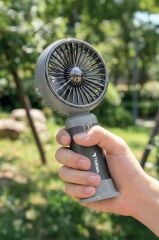 Şarjlı El Vantilatörü Turbo Hava Akışlı 6 Kademeli Taşınabilir Masa Fanı F63 Gri