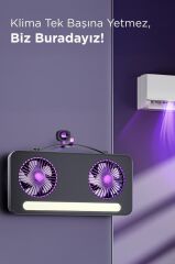 Torima F-23 Siyah LED Işıklı Çift Fanlı Mini Masaüstü Vantilatör 1200mAh Şarjlı Taşınabilir Fan