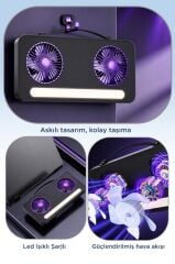 Torima Vantilatör Led Işıklı Şarjlı Çift Fanlı Mini Masaüstü Fan 1200 Mah F23 Beyaz