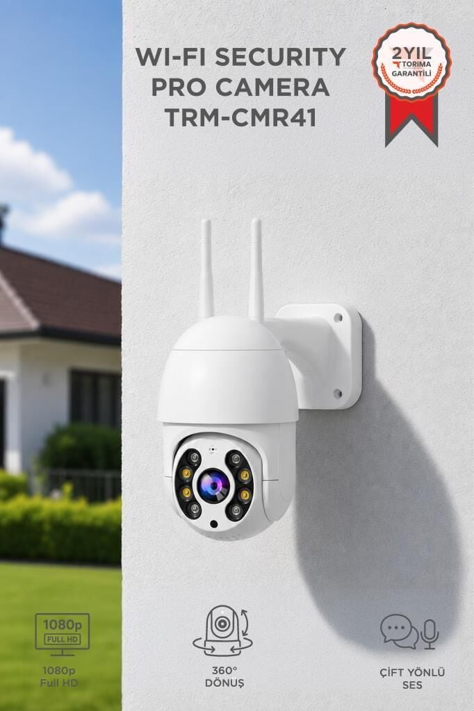 Güvenlik Kamerası 360 Derece Dönebilen Wifi Akıllı Ip Kamerası CMR41 Beyaz