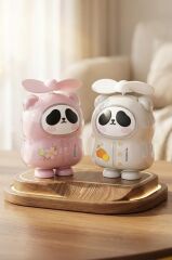 Şarjlı El Vantilatörü Panda Figürlü Taşınabilir Mini Masa Fanı F69 Beyaz