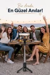 Tripod Çok Amaçlı Entegre Tripodlu Uzaktan Kumandalı Selfie Çubuğu Q21 Siyah