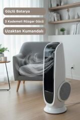 Vantilatör Kule Tipi Uzaktan Kumandalı Dijital Göstergeli Elektrikli Fan TF001 Beyaz