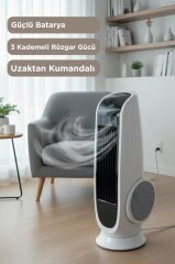 Vantilatör Kule Tipi Uzaktan Kumandalı Dijital Göstergeli Elektrikli Fan TF001 Beyaz