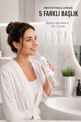 Dijital Ekranlı Şarjlı Ağız Duşu 4 Modlu Taşınabilir Ağız Bakım Cihazı OC01 Beyaz