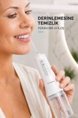 Dijital Ekranlı Şarjlı Ağız Duşu 4 Modlu Taşınabilir Ağız Bakım Cihazı OC01 Beyaz