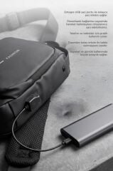 Omuz Çantası Şifreli Usb Şarjlı Günlük Çanta 88039 Kahverengi