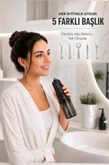 Dijital Ekranlı Şarjlı Ağız Duşu 4 Modlu Taşınabilir Ağız Bakım Cihazı OC01 Siyah