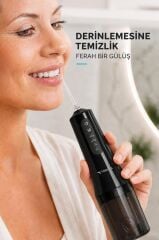 Dijital Ekranlı Şarjlı Ağız Duşu 4 Modlu Taşınabilir Ağız Bakım Cihazı OC01 Siyah