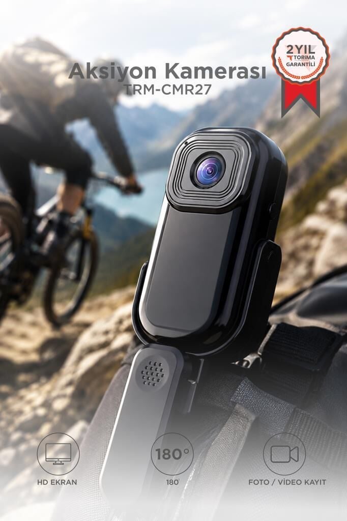 Giyilebilir Aksiyon Kamerası 1080P Hd Kayıt 140 Derece Geniş Açı Klips Tasarımlı Kamera CMR27 Siyah