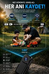 Giyilebilir Aksiyon Kamerası 1080P Hd Kayıt 140 Derece Geniş Açı Klips Tasarımlı Kamera CMR27 Siyah