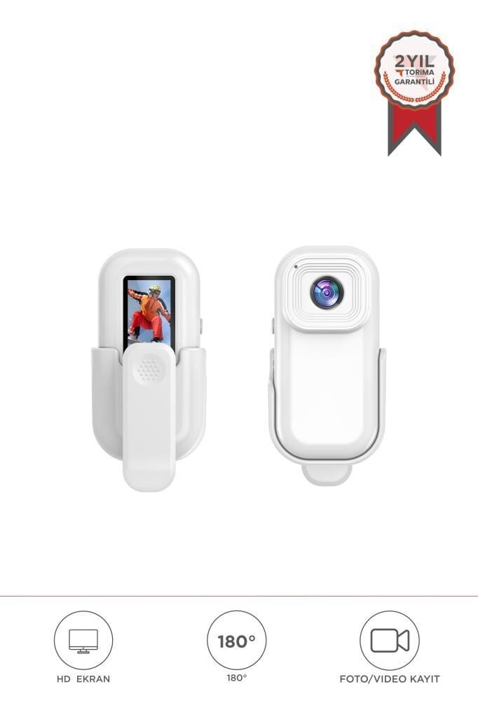 Torima CMR-27 Beyaz 1080P HD Kayıt, 140° Geniş Açı, Klips Tasarımlı Giyilebilir Aksiyon Kamerası