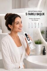 Dijital Ekranlı Şarjlı Ağız Duşu 2 Modlu Taşınabilir Ağız Bakım Cihazı OC02 Beyaz