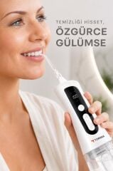 Dijital Ekranlı Şarjlı Ağız Duşu 2 Modlu Taşınabilir Ağız Bakım Cihazı OC02 Beyaz