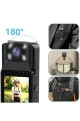 Torima CMR-28 Siyah 1080P HD Kayıt, 180° Geniş Açı, Klips Tasarımlı Giyilebilir Aksiyon Kamerası