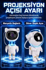 Astronot Projektör Led Galaksi Uzaktan Zamanlayıcı Kumandalı Gece Lambası LW6 Beyaz