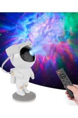 Astronot Projektör Led Galaksi Uzaktan Zamanlayıcı Kumandalı Gece Lambası LW6 Beyaz