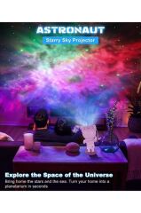 Astronot Projektör Led Galaksi Uzaktan Zamanlayıcı Kumandalı Gece Lambası LW6 Beyaz
