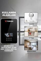 Torima Şofben Elektrikli Su Isıtıcı 7000W Banyo Mutfak Tipi Duvara Monte Su Isıtıcısı WH01 Siyah