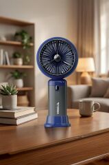 Şarjlı El Vantilatörü Turbo Hava Akışlı 6 Kademeli Taşınabilir Masa Fanı F63 Lacivert
