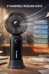 Şarjlı El Vantilatörü Turbo Hava Akışlı 6 Kademeli Taşınabilir Masa Fanı F63 Lacivert