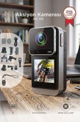 Giyilebilir Aksiyon Kamerası 4K Ultra Hd Kayıt Su Geçirmez Kamera AC05 Siyah