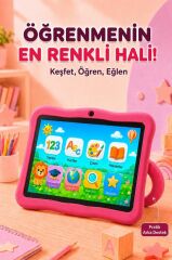 Maniner Eğitici Tablet 4GB 128GB Kılıf Hediyeli Çocuk Tableti M7 Vişne Rengi