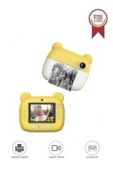 Dijital Fotoğraf Makinesi Çocuk Termal Resim Kağıt Baskılı Yazıcı Kamera Makinesi CMR14 Sarı