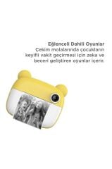 Dijital Fotoğraf Makinesi Çocuk Termal Resim Kağıt Baskılı Yazıcı Kamera Makinesi CMR14 Sarı