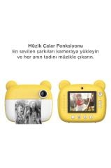 Dijital Fotoğraf Makinesi Çocuk Termal Resim Kağıt Baskılı Yazıcı Kamera Makinesi CMR14 Sarı