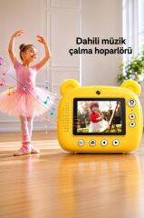 Dijital Fotoğraf Makinesi Çocuk Termal Resim Kağıt Baskılı Yazıcı Kamera Makinesi CMR14 Sarı
