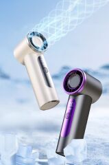 Şarjlı El Vantilatörü Dijital Göstergeli Taşınabilir Mini Fan F44 Mor