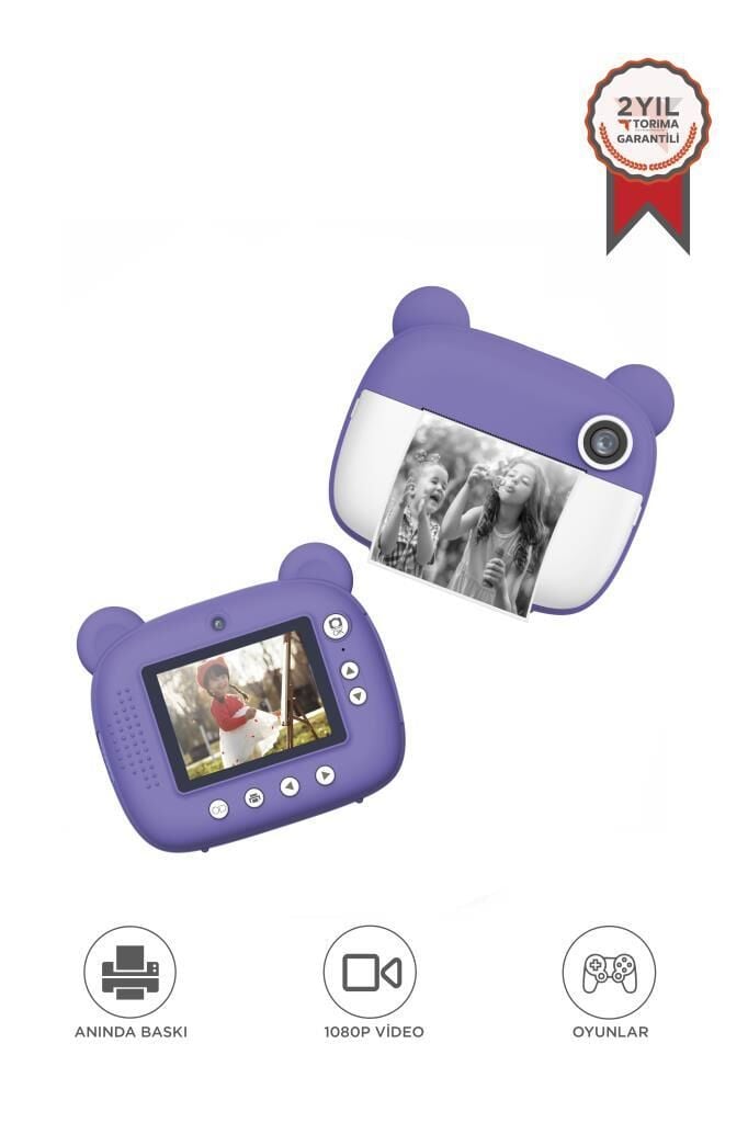 Dijital Fotoğraf Makinesi Çocuk Termal Resim Kağıt Baskılı Yazıcı Kamera Makinesi CMR14 Mor