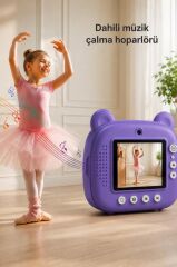Dijital Fotoğraf Makinesi Çocuk Termal Resim Kağıt Baskılı Yazıcı Kamera Makinesi CMR14 Mor