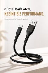 Şarj Kablosu USB-A to Type-C Şarj ve Data Kablosu İ7 03210 Siyah