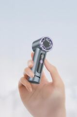 Şarjlı El Vantilatörü Dijital Göstergeli Taşınabilir Mini Fan F44 Gri
