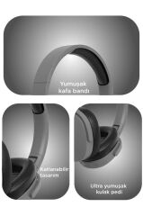 Bluetooth Kulaklık Kulak Üstü Kablosuz Kulaklık P2961 Koyu Gri