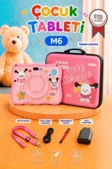 Maniner Eğitici Tablet 4GB 128GB Kılıf Hediyeli Çocuk Tableti M6 Pembe