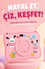 Maniner Eğitici Tablet 4GB 128GB Kılıf Hediyeli Çocuk Tableti M6 Pembe