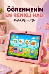 Maniner Eğitici Tablet 4GB 128GB Kılıf Hediyeli Çocuk Tableti M6 Pembe