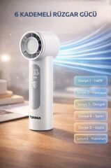 Şarjlı El Vantilatörü Dijital Göstergeli Taşınabilir Mini Fan F44 Beyaz