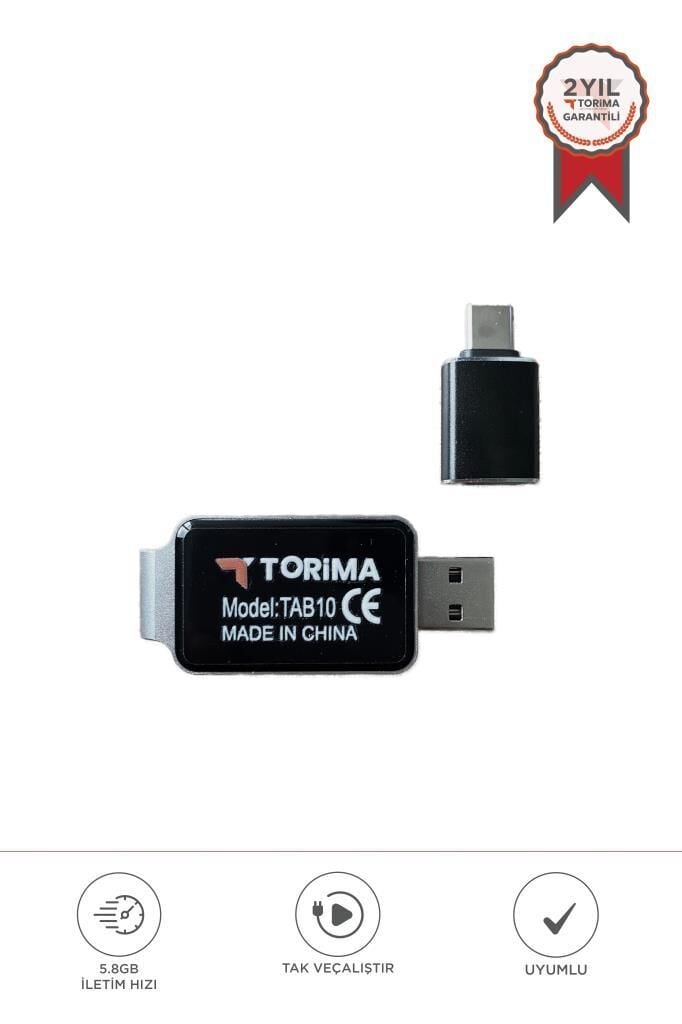 Mini Araç Multimedya Dönüştürücü Adaptör Usb Type-C Uyumlu 2IN1 Kablosuz Carplay TAB10