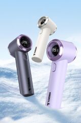 Şarjlı El Vantilatörü Dijital Göstergeli 5 Kademeli Turbo Mini Fan F46 Beyaz