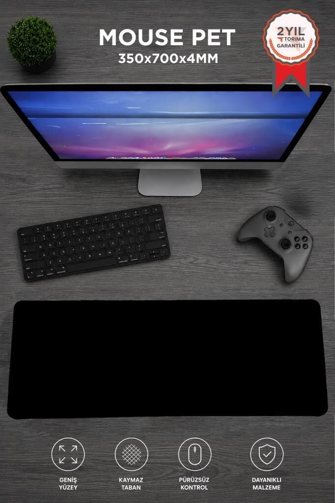 Gaming Oyuncu Klavye Fare Altlığı Kaymaz Taban Mouse Pad BK 350*700MM Siyah