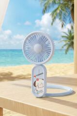 Şarjlı El Vantilatörü Boyun Askılı 3 Kademeli Mini Taşınabilir Fan F71 Mavi