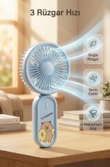 Şarjlı El Vantilatörü Boyun Askılı 3 Kademeli Mini Taşınabilir Fan F71 Mavi